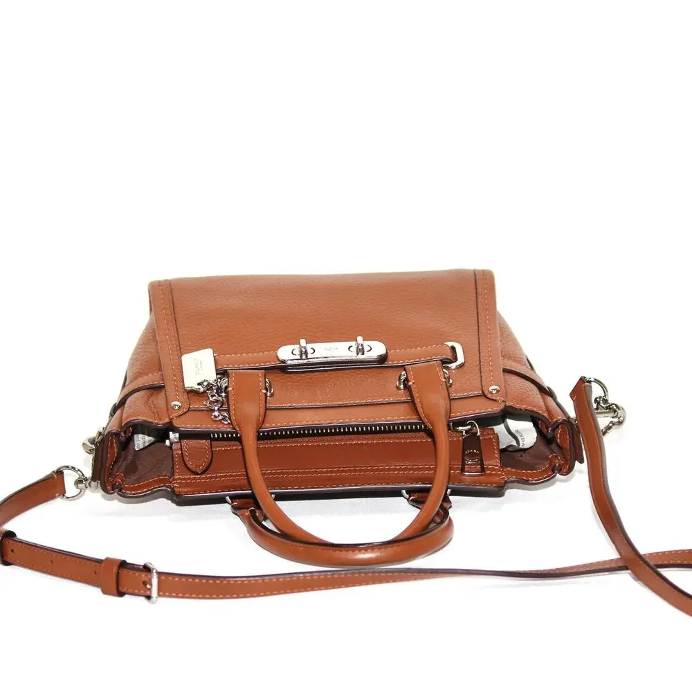 Coach Swagger Pebbled Brown Leather Satchel Bag